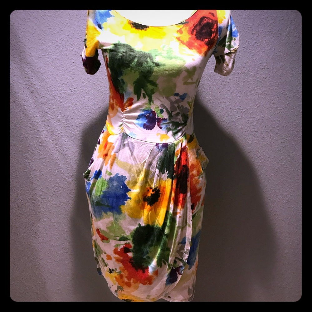 Anthropologie jersey knit floral rainbow 🌈 dress